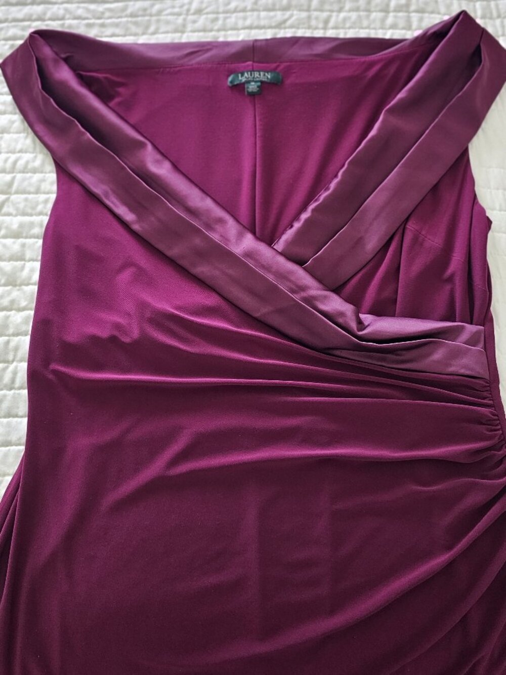 Lauren Ralph Lauren Magenta Draped Ruched Stretch Dress